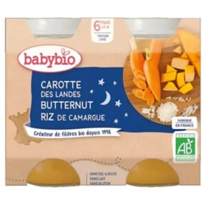 BABYBIO - Pots Bonne Nuit Carotte, Butternut Et Riz 6mois+ Bio - 2x - 200g Maroc au meilleur prix | Parachezvous.ma