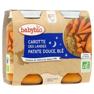 BABYBIO - Pots Bonne Nuit Carotte, Patate Douce Et Blé 6mois+ Bio - 2x - 200g Maroc au meilleur prix | Parachezvous.ma