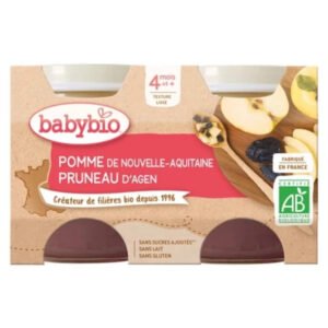 BABYBIO - Pots Pomme Et Pruneau 4mois+ Bio - 2x - 130g Maroc au meilleur prix | Parachezvous.ma