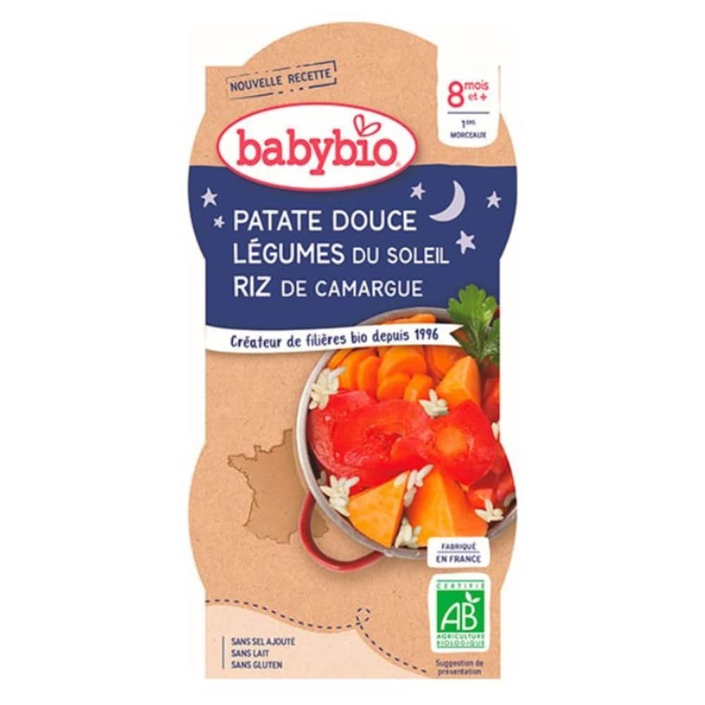 BABYBIO - Repas Bonne Nuit Patate Douce, Légumes Du Soleil Et Riz De Camargue 8mois+ Bio - 2x - 200g Maroc au meilleur prix | Parachezvous.ma