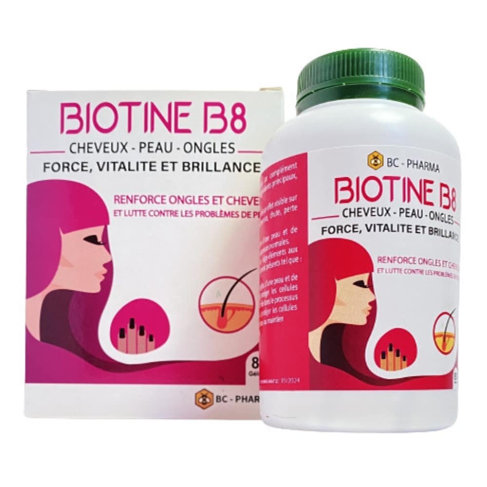 BC-PHARMA - Biotine B8 Cheveux, Peau Et Ongles Fortifiante - 80 Gélules Maroc au meilleur prix | Parachezvous.ma