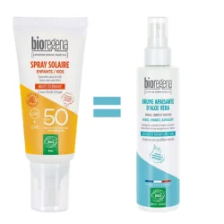 BioRegena Ecran Solaire en Spray Enfants Spf50 – 90ml + Brume d’Aloé Véra 200ml Offerte