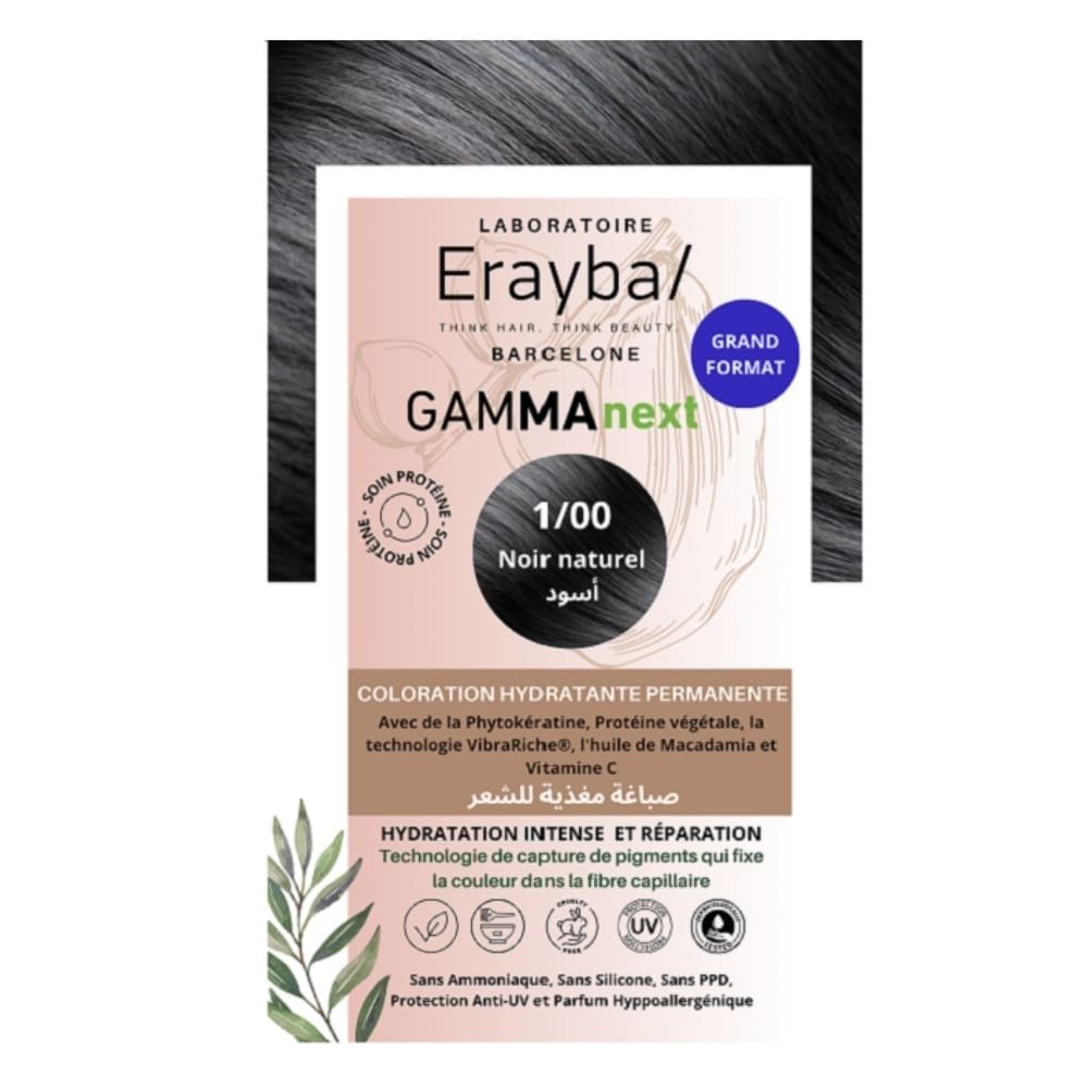 ERAYBA - Gammanext Coloration Cheveux Hydrante Permanente - 1.00 - Noir Naturel Maroc au meilleur prix | Parachezvous.ma