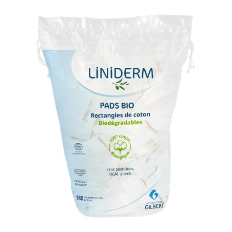 GILBERT PADS BIO 180 RECTANGLES DE COTON 8X10CM