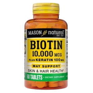 MASON NATURAL - Biotine 10000mcg Et Kératine 100mg Cheveux, Ongles Et Peau - 60 Comprimés Maroc au meilleur prix | Parachezvous.ma