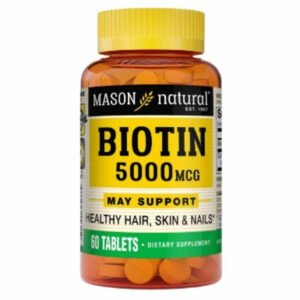 MASON NATURAL - Biotine 5000mcg Cheveux, Ongles Et Peau - 60 Comprimés Maroc au meilleur prix | Parachezvous.ma