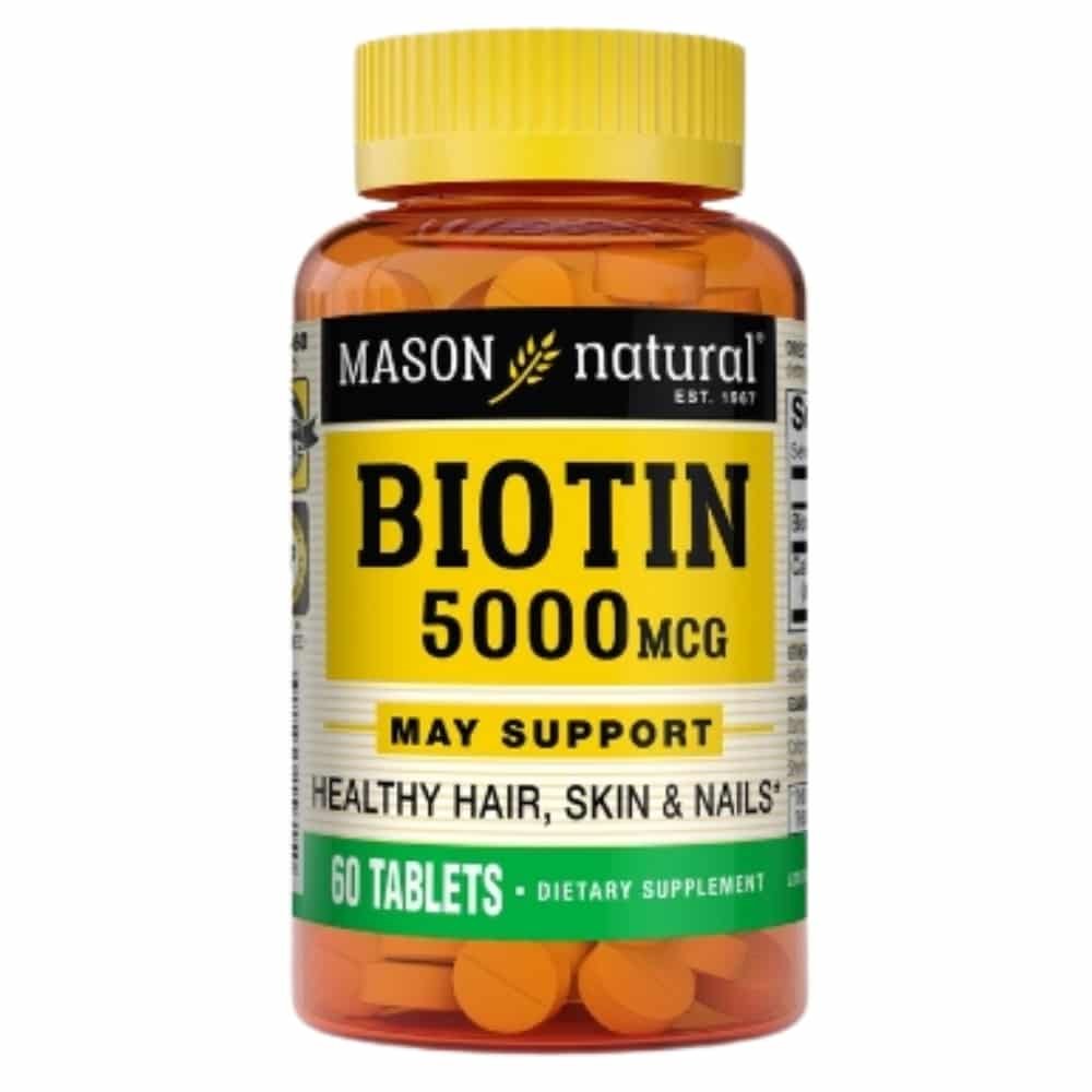 MASON NATURAL - Biotine 5000mcg Cheveux, Ongles Et Peau - 60 Comprimés Maroc au meilleur prix | Parachezvous.ma