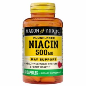 MASON NATURAL - Niacine 500mg Système Nerveux Et Santé Du Cœur - 60 Gélules Maroc au meilleur prix | Parachezvous.ma