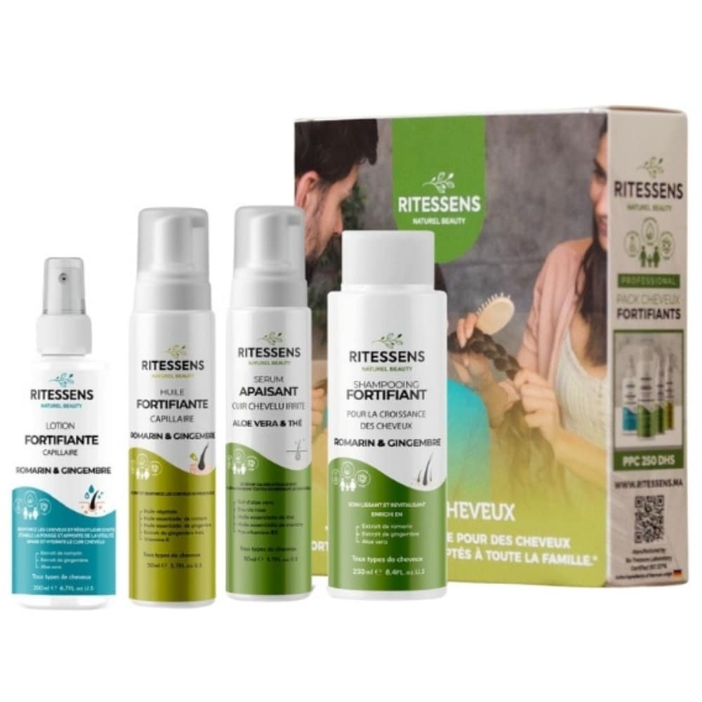 RITESSENS - Pack Cheveux Fortifiant (lotion + Huile + Sérum + Shampoing) - 1u Maroc au meilleur prix | Parachezvous.ma