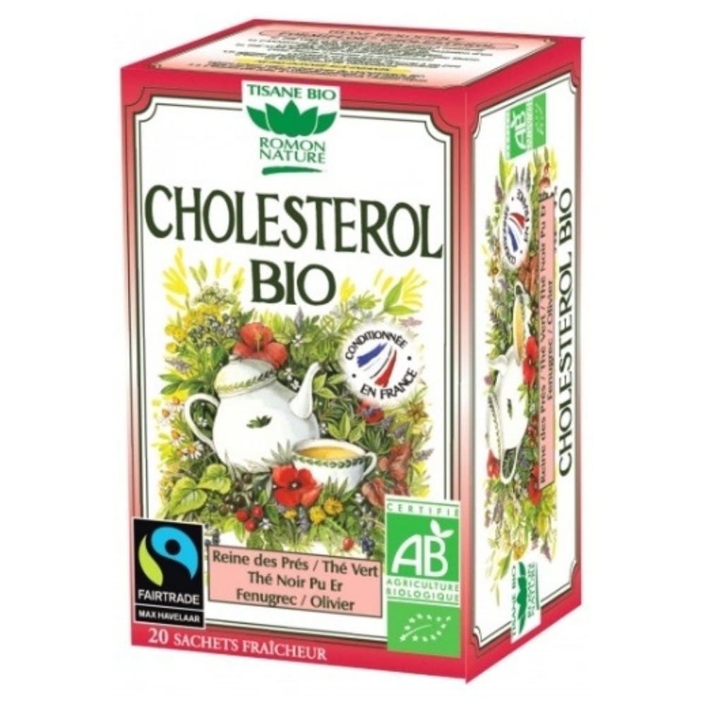 ROMON NATURE - Tisane Cholesterol Reine Des Prés, Thé Vert, Thé Noir Pu Er, Fenugrec Et Olivier Sachets Bio - 20u Maroc au meilleur prix | Parachezvous.ma