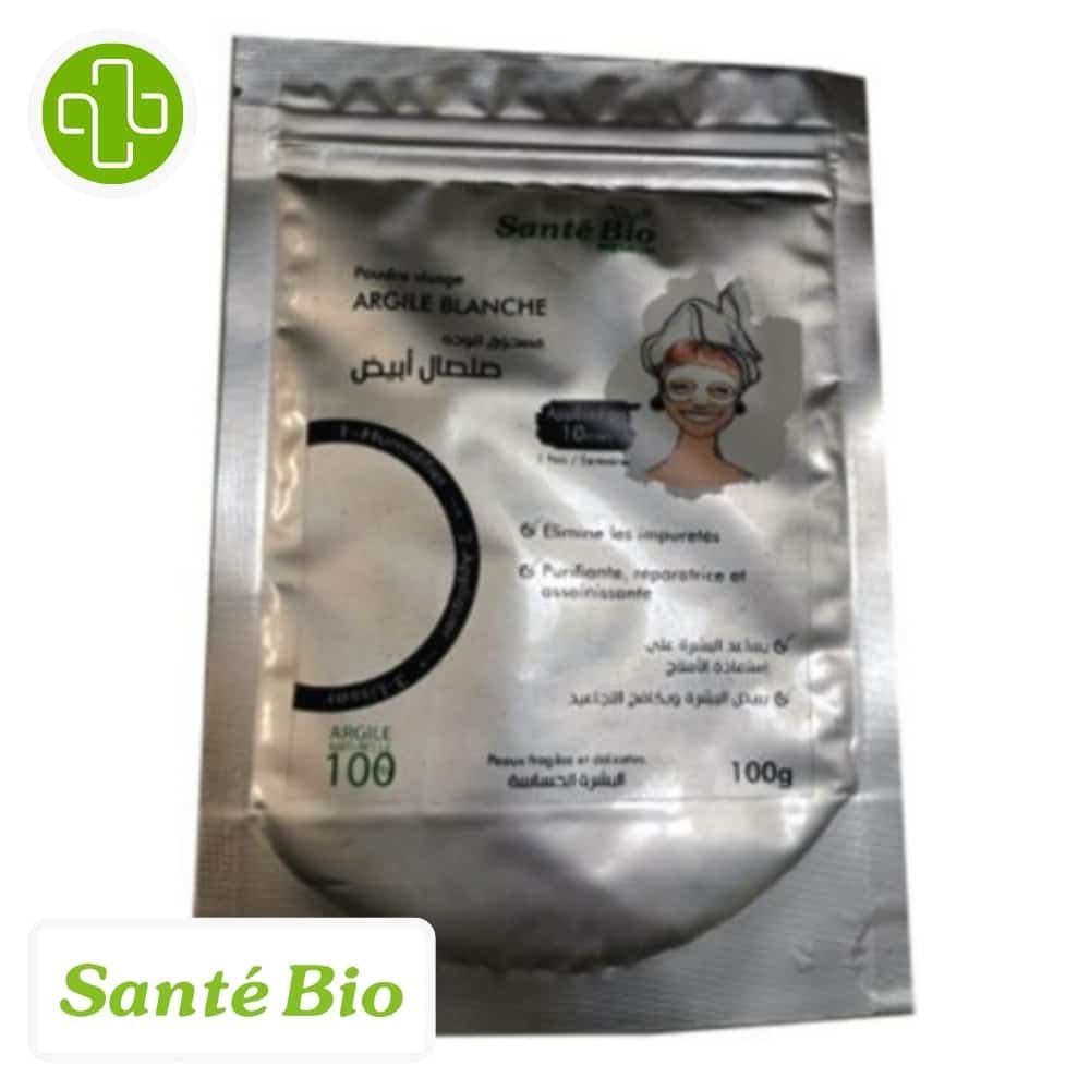 SANTÉ BIO - Premium Poudre Visage Argile Blanche Purifiante - 100g Maroc au meilleur prix | Parachezvous.ma