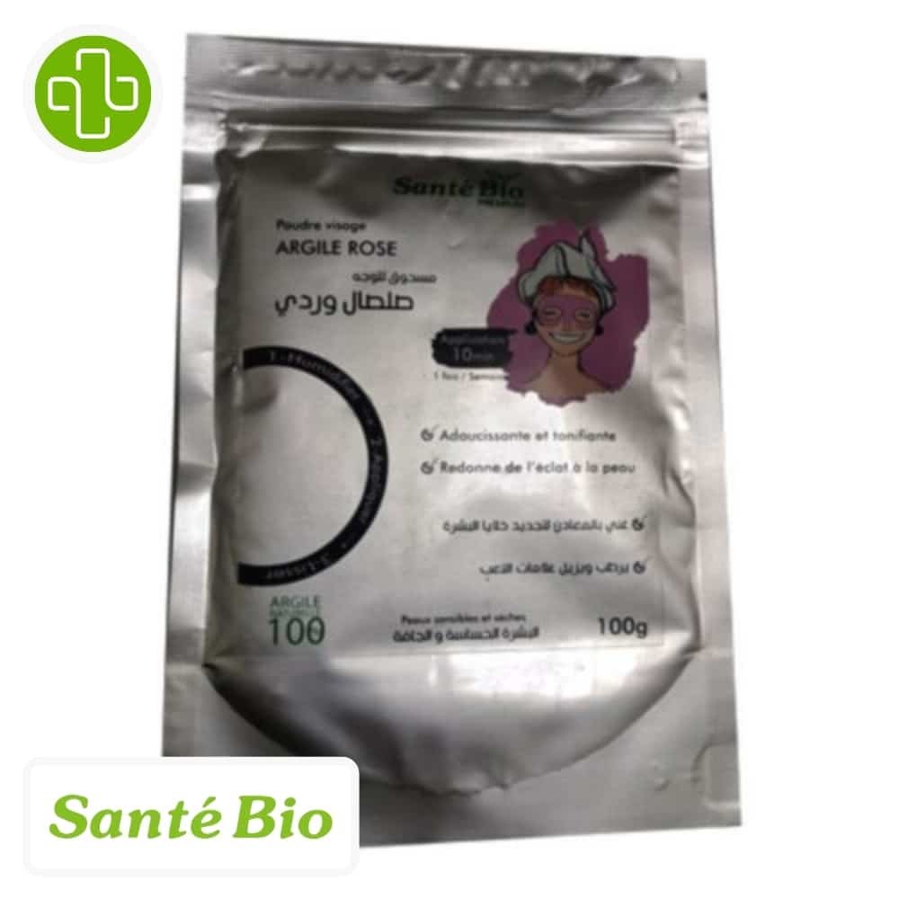 SANTÉ BIO - Premium Poudre Visage Argile Rose Tonifiante - 100g Maroc au meilleur prix | Parachezvous.ma