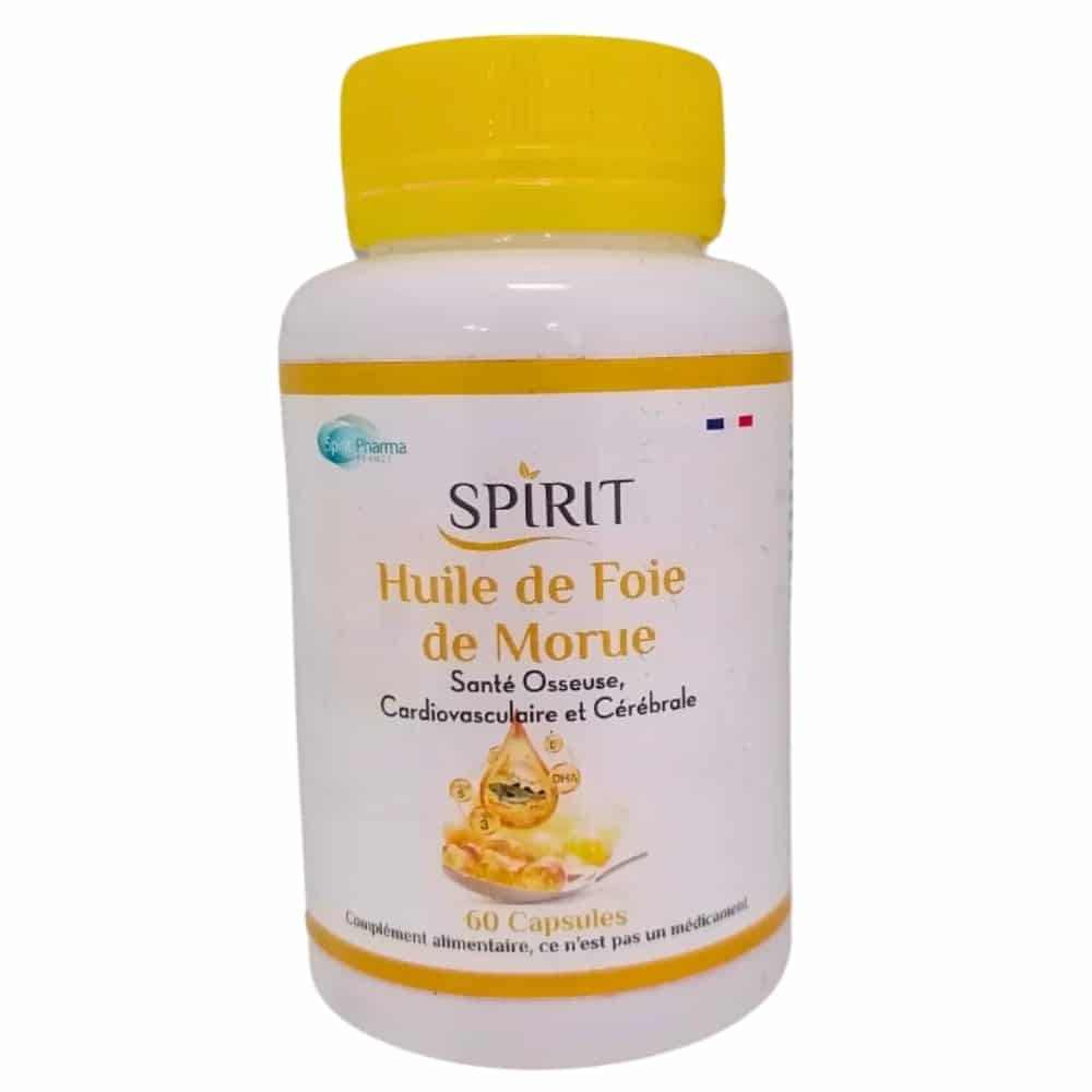 SPIRIT PHARMA - Huile De Foie De Morue Santé Osseuse - 60 Capsules Maroc au meilleur prix | Parachezvous.ma