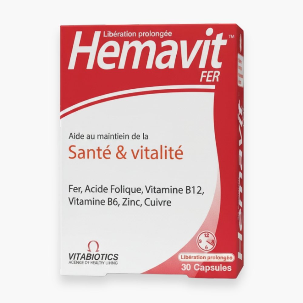 VITABIOTICS - Hemavit Fer Santé & Vitalité - 30 Comprimés Maroc au meilleur prix | Parachezvous.ma