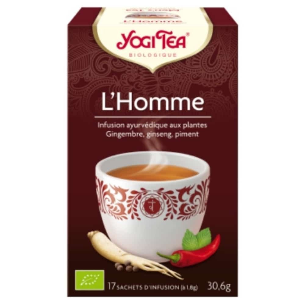 YOGI TEA - L'homme Infusion Ayurvédique Gingembre, Ginseng Et Piment Sachets Bio - 17u Maroc au meilleur prix | Parachezvous.ma